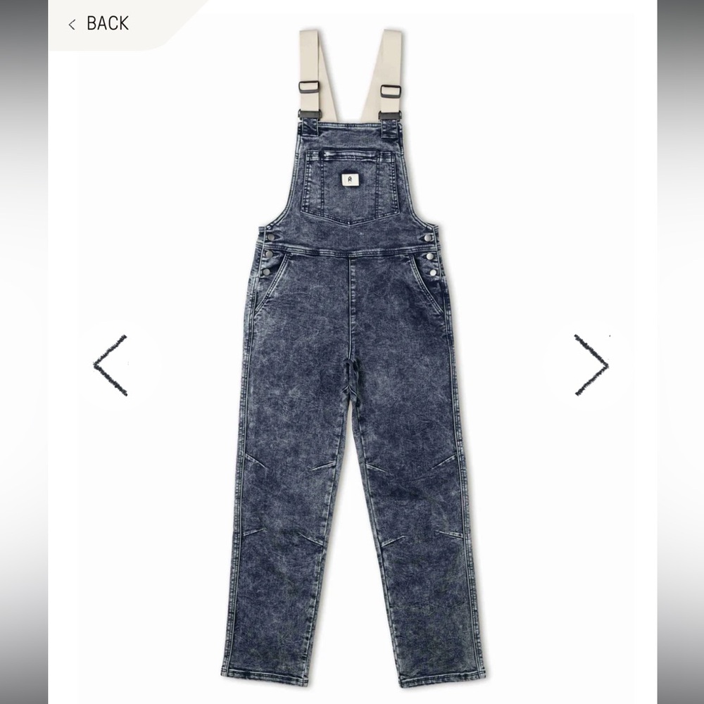 Washed Denim Overalls Jumpsuit with Contrast Straps